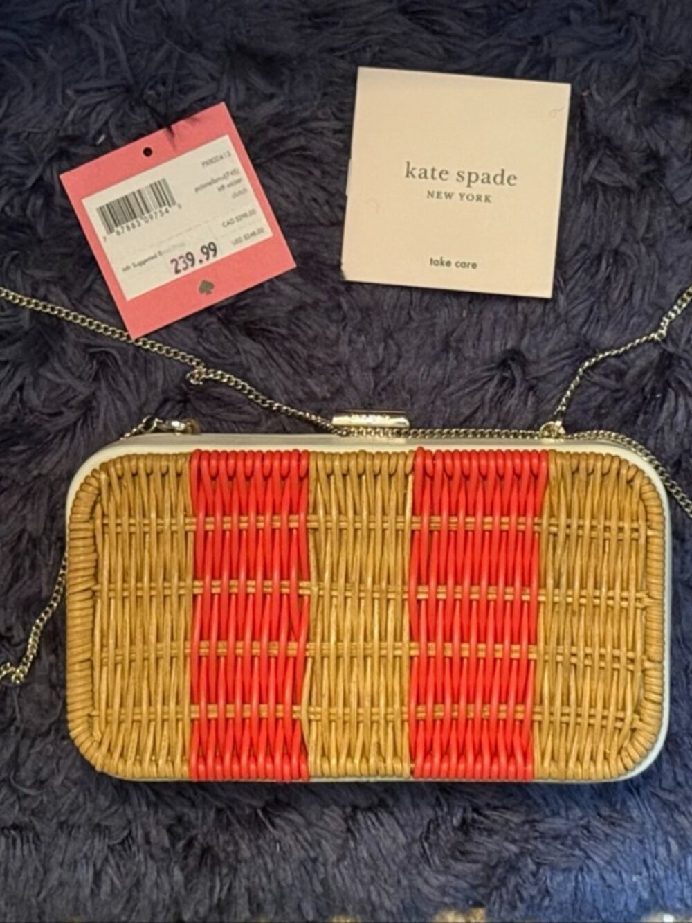Kate Spade Palmetto Street Kiff Wicker Clutch (Natural/Coral)